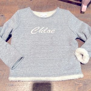 Girls Chloe Logo Cozy Warm Grey Sweatshirt